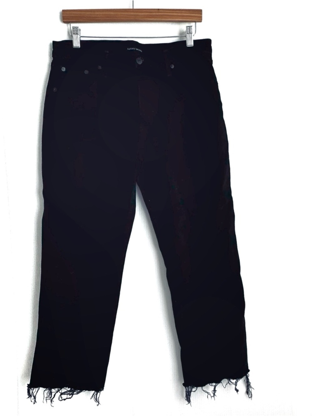 Lucky Brand Black Relaxed Jeans with Frayed Hem